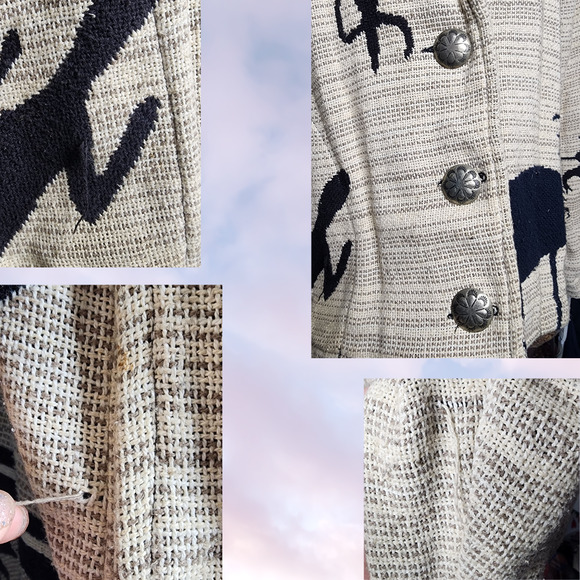 Vintage Painted Pony Southwestern Tapestry Cardigan Jacket 100% Cotton Women S/M - Picture 6 of 8